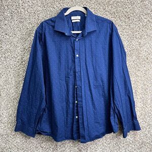 Calvin Klein Blue Patterned Slim Fit Long Sleeve Button Down Shirt in Size XL 17